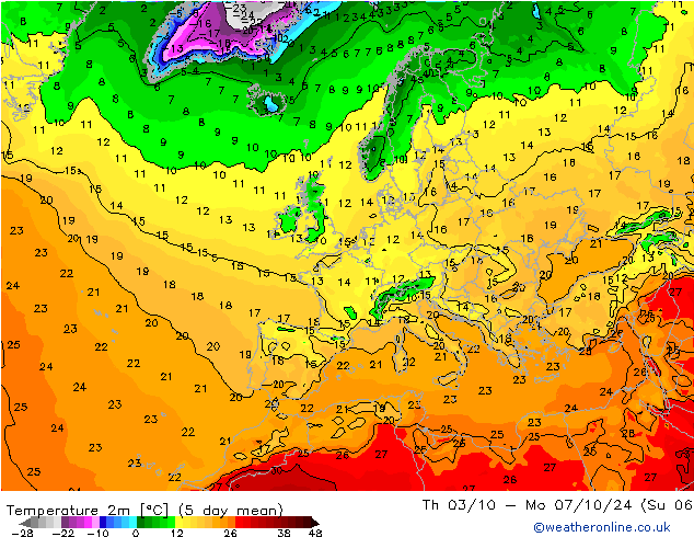 Temperaturkarte (2m) GFS Di 08.10.2024 18 UTC