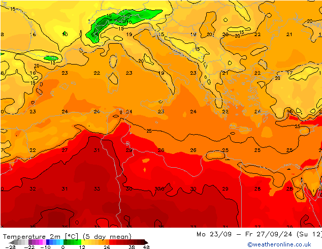 Temperaturkarte (2m) GFS Di 24.09.2024 03 UTC