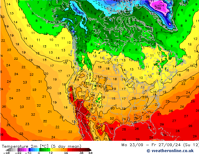 Temperatura (2m) GFS Qua 25.09.2024 00 UTC