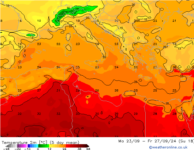 Temperature (2m) GFS Su 29.09.2024 06 UTC