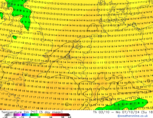 Temperature (2m) GFS Mo 07.10.2024 18 UTC