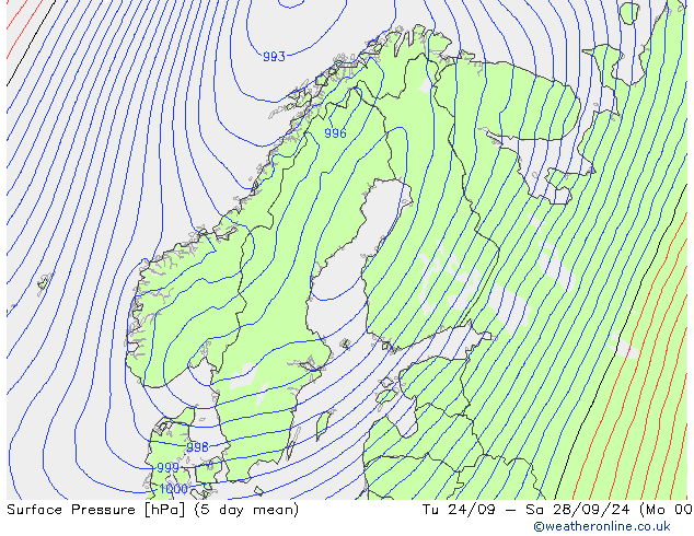 Surface pressure GFS Mo 30.09.2024 12 UTC