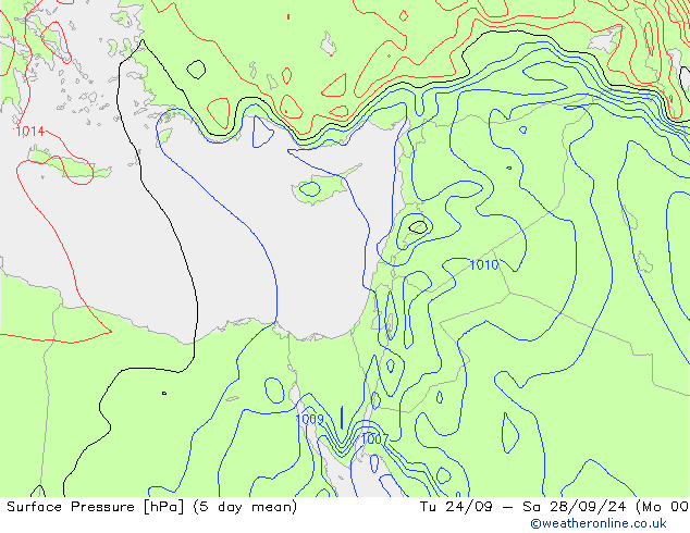 Presión superficial GFS mar 24.09.2024 12 UTC