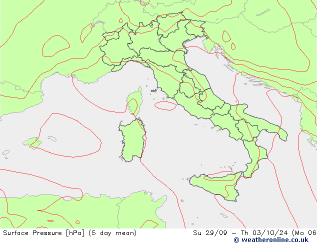 Pressione al suolo GFS mer 25.09.2024 18 UTC