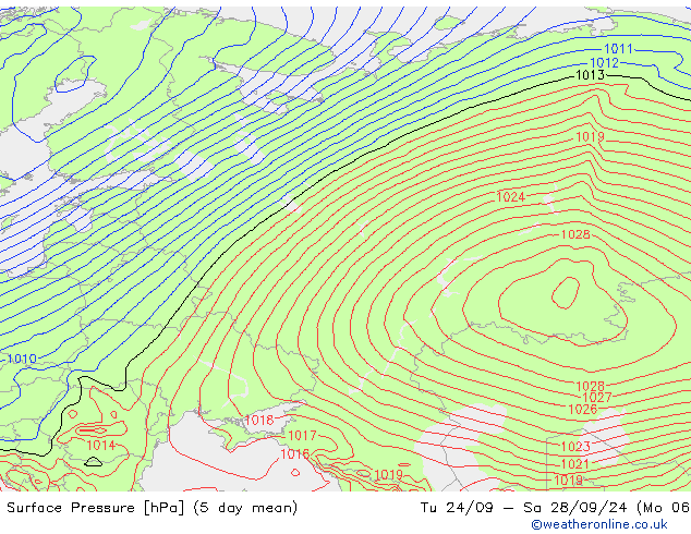 Presión superficial GFS mar 01.10.2024 18 UTC