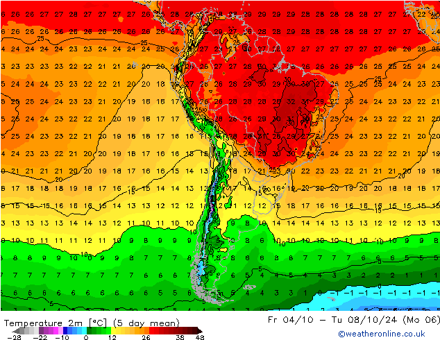 Temperature (2m) GFS Th 26.09.2024 12 UTC