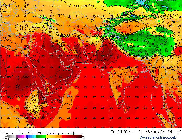 Temperatura (2m) GFS lun 23.09.2024 12 UTC