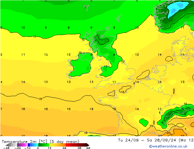 Temperature (2m) GFS Th 26.09.2024 03 UTC