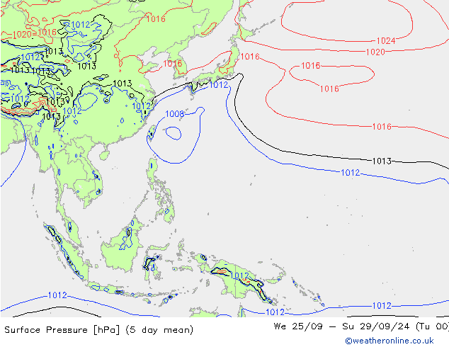 Atmosférický tlak GFS Čt 26.09.2024 12 UTC