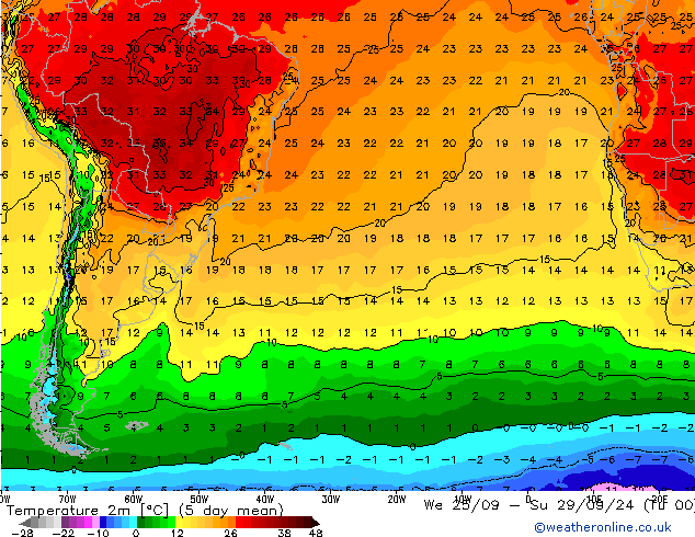 Temperature (2m) GFS Fr 27.09.2024 12 UTC