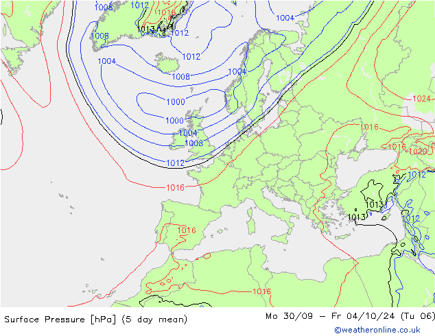 Luchtdruk (Grond) GFS ma 30.09.2024 00 UTC