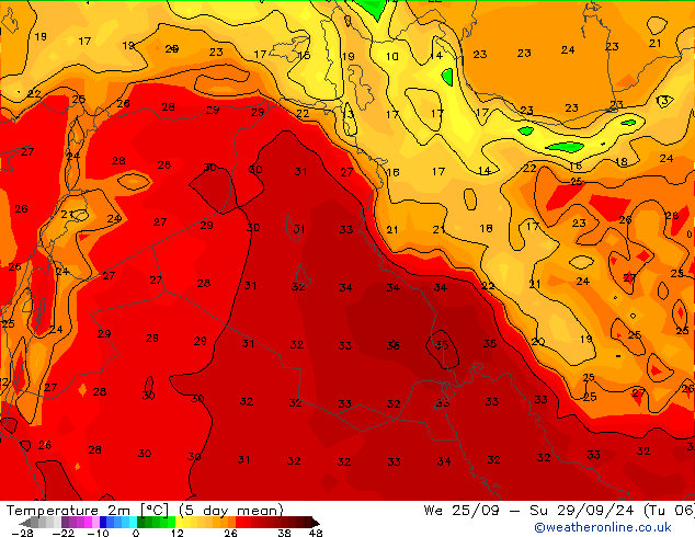 Temperatura (2m) GFS dom 29.09.2024 00 UTC