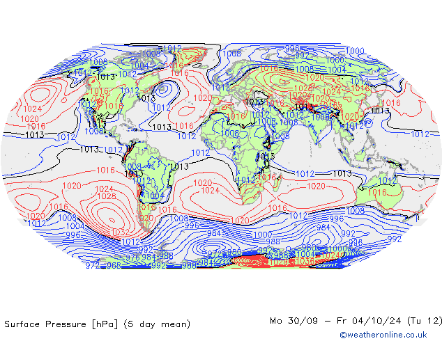 pression de l'air GFS ven 04.10.2024 06 UTC