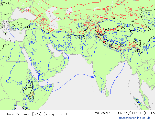 Surface pressure GFS We 25.09.2024 00 UTC