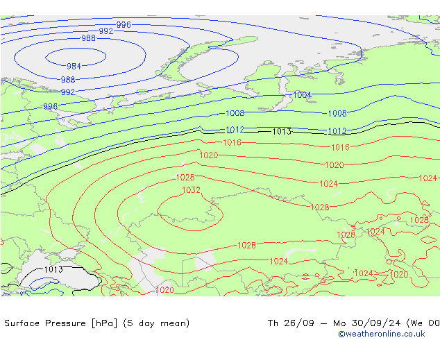 Surface pressure GFS Tu 01.10.2024 00 UTC