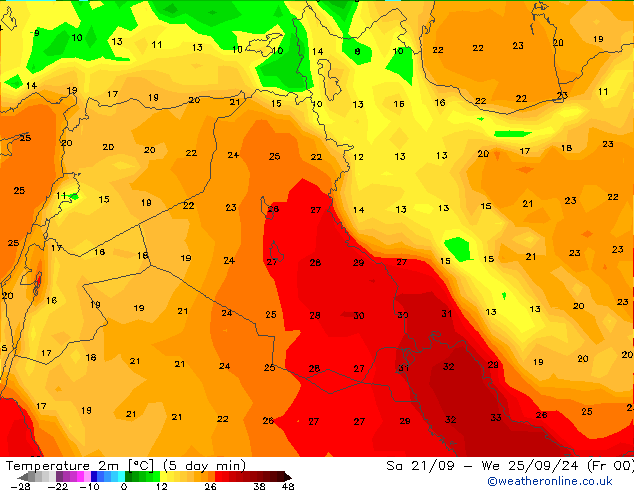 Temperature (2m) GFS Su 22.09.2024 12 UTC