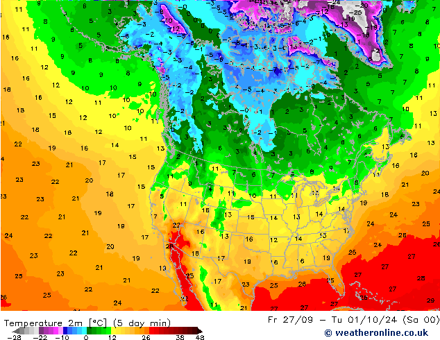 Temperature (2m) GFS October 2024