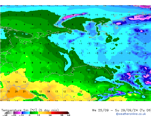 Temperatura (2m) GFS sab 28.09.2024 18 UTC