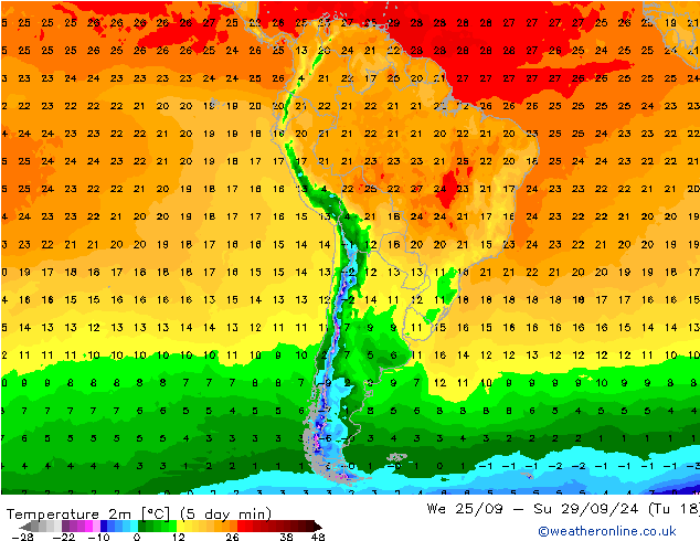 Sıcaklık Haritası (2m) GFS Per 26.09.2024 00 UTC