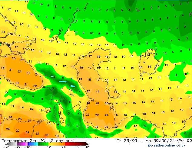 Temperature (2m) GFS Th 03.10.2024 12 UTC