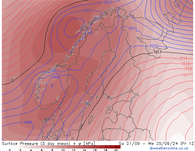 Surface pressure GFS Su 22.09.2024 00 UTC