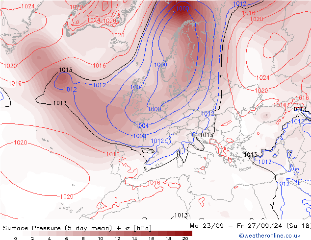 Atmosférický tlak GFS Ne 22.09.2024 18 UTC