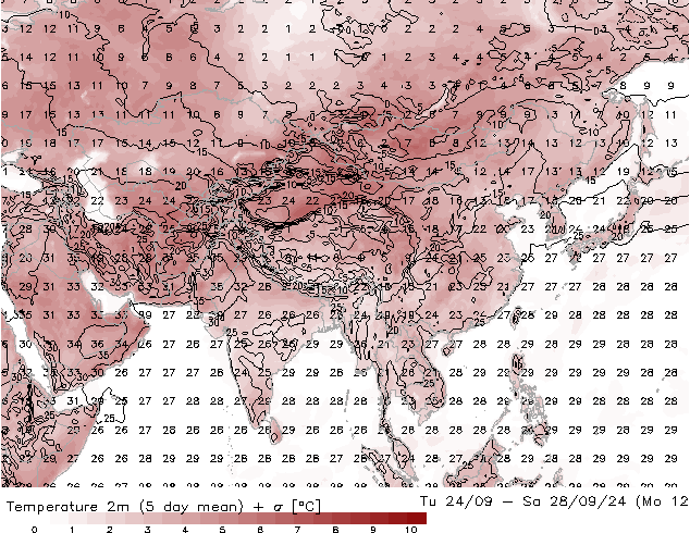 Temperature (2m) GFS Th 26.09.2024 06 UTC