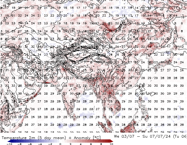 Temperatuurkaart (2m) GFS di 02.07.2024 09 UTC