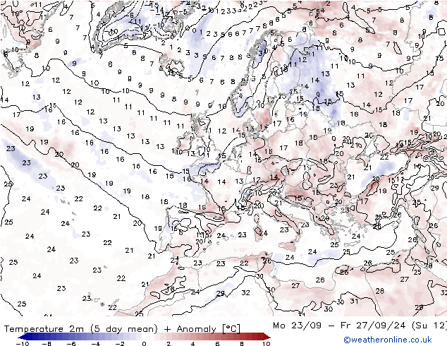 Temperaturkarte (2m) GFS So 22.09.2024 12 UTC