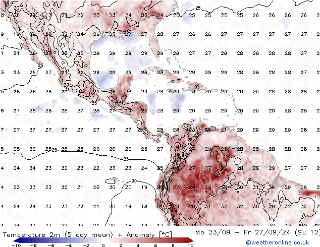 Temperatuurkaart (2m) GFS di 24.09.2024 12 UTC