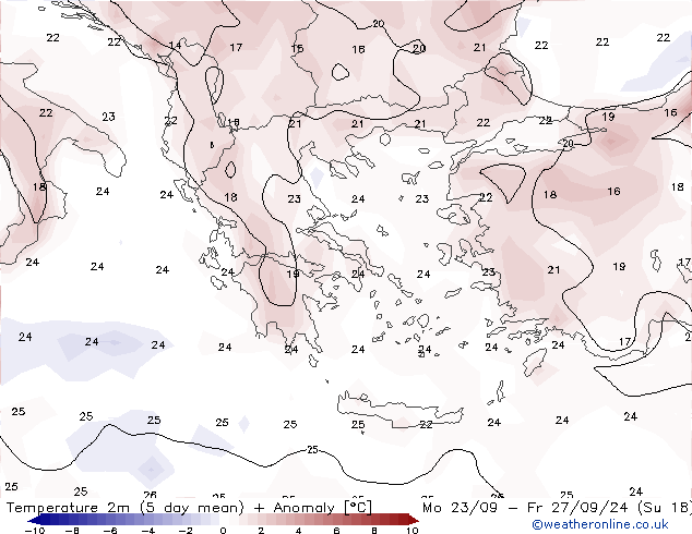 Temperatura (2m) GFS Qua 25.09.2024 09 UTC