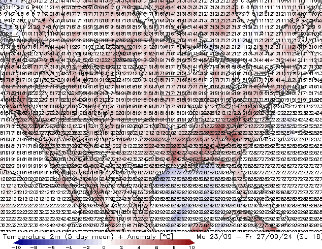 Sıcaklık Haritası (2m) GFS Cts 28.09.2024 18 UTC