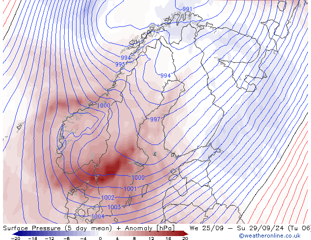 Luchtdruk (Grond) GFS wo 25.09.2024 18 UTC