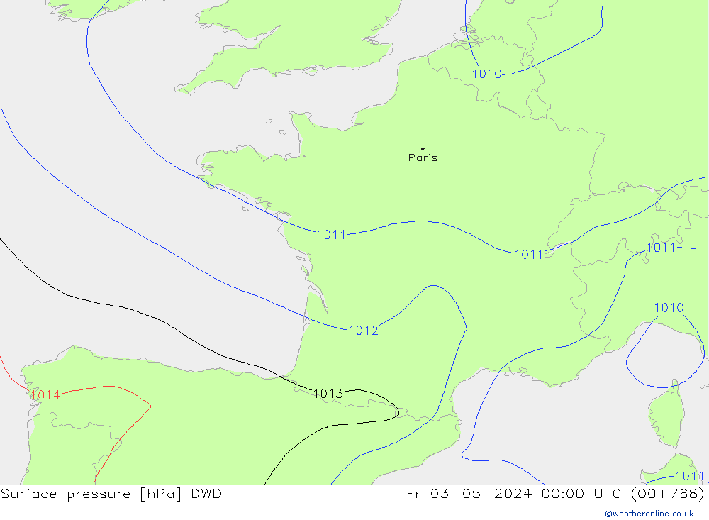 Yer basıncı DWD Cu 03.05.2024 00 UTC