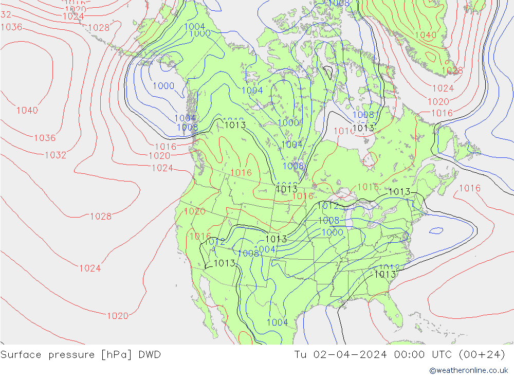 pressão do solo DWD Ter 02.04.2024 00 UTC