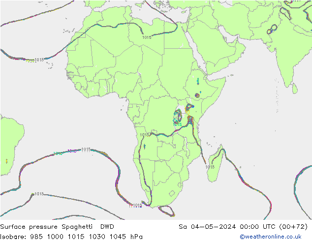 Atmosférický tlak Spaghetti DWD So 04.05.2024 00 UTC