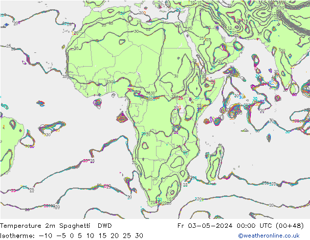 Temperature 2m Spaghetti DWD Fr 03.05.2024 00 UTC