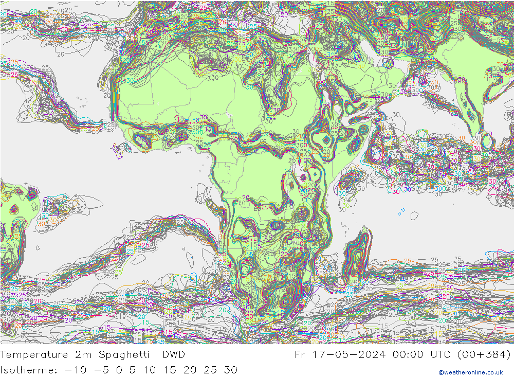 Temperature 2m Spaghetti DWD Fr 17.05.2024 00 UTC