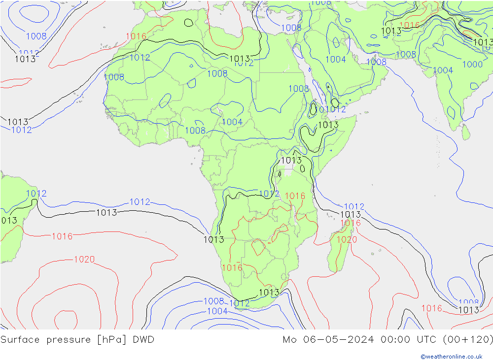 Surface pressure DWD Mo 06.05.2024 00 UTC