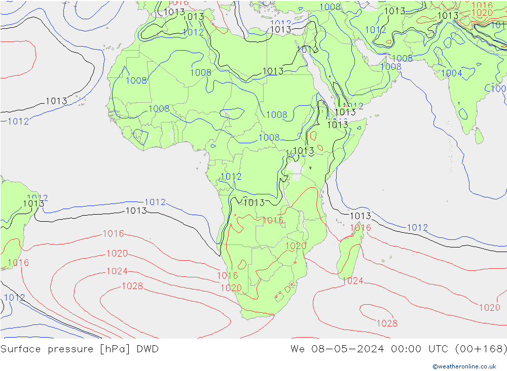 приземное давление DWD ср 08.05.2024 00 UTC