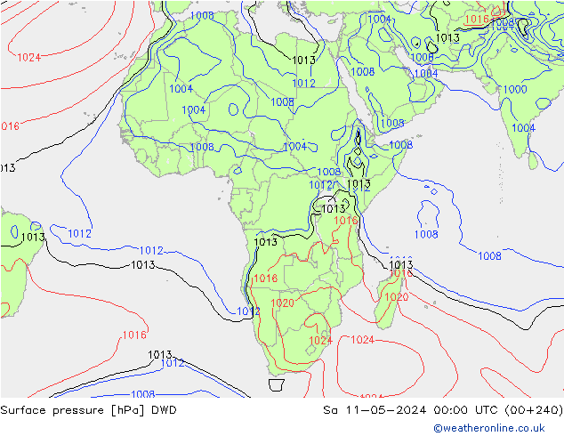 Atmosférický tlak DWD So 11.05.2024 00 UTC