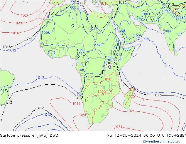 приземное давление DWD пн 13.05.2024 00 UTC