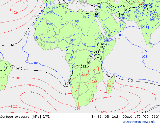 pressão do solo DWD Qui 16.05.2024 00 UTC