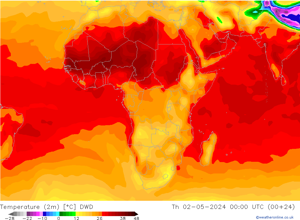 карта температуры DWD чт 02.05.2024 00 UTC