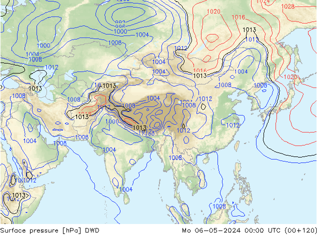 приземное давление DWD пн 06.05.2024 00 UTC