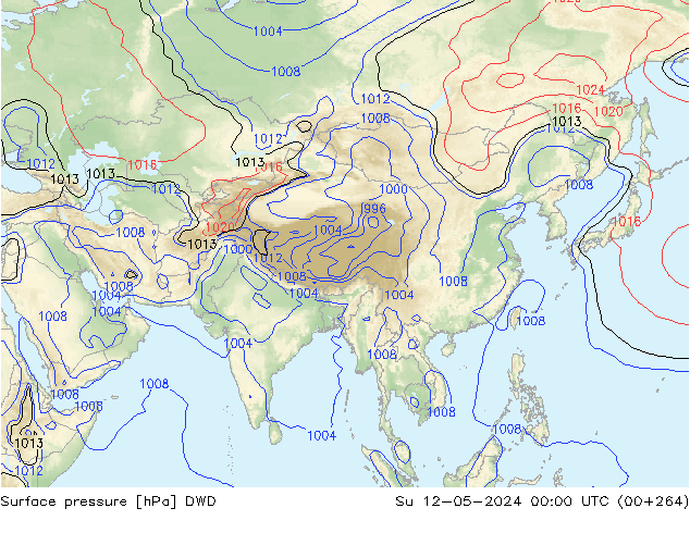 Pressione al suolo DWD dom 12.05.2024 00 UTC