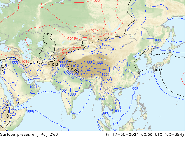 Atmosférický tlak DWD Pá 17.05.2024 00 UTC