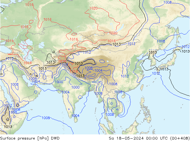 Atmosférický tlak DWD So 18.05.2024 00 UTC