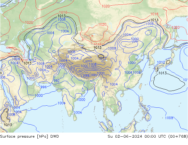 приземное давление DWD Вс 02.06.2024 00 UTC
