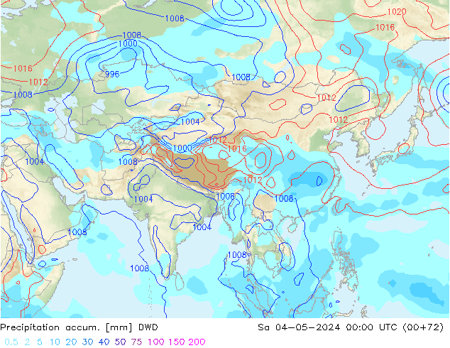 Precipitation accum. DWD Sa 04.05.2024 00 UTC